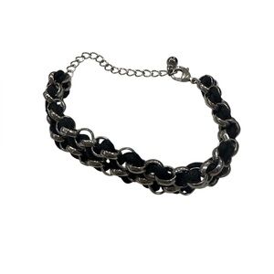 Black & Silver Chain Link Bracelet | Adjustable | Edgy Minimal